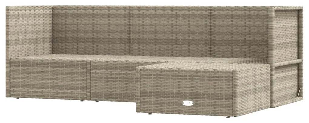 Set divani da giardino 4 pz con cuscini in polyrattan grigio