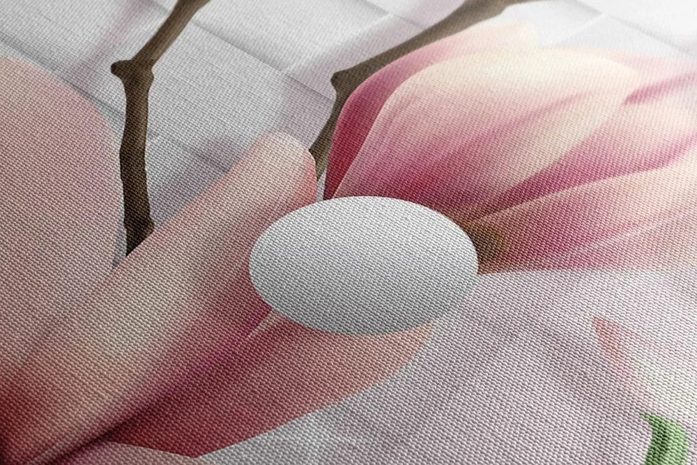 Stampa su tela – Magnolia con elementi astratti