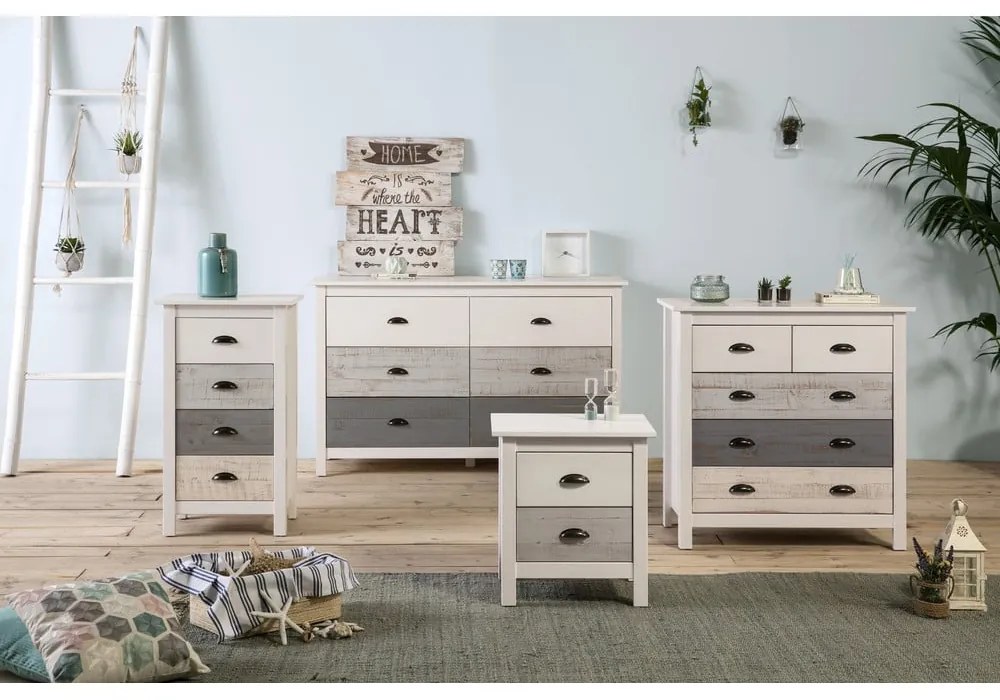 Comodino bianco e grigio , 46 x 50 cm Romantica - Marckeric