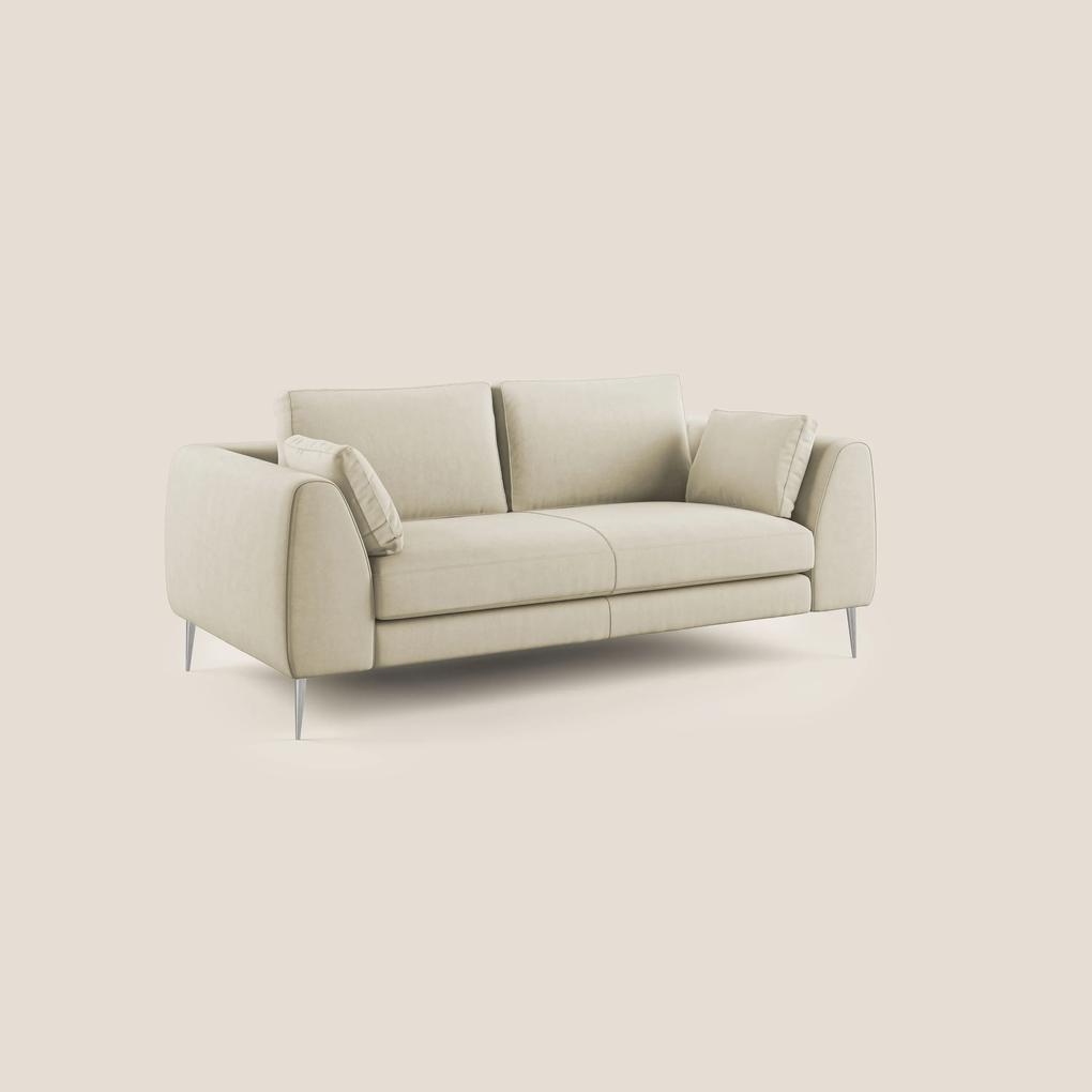 Plano divano moderno in microfibra tecnica smacchiabile T11 panna 216 cm