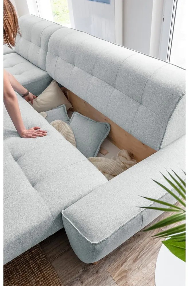 Divano letto grigio chiaro ad angolo variabile Dazzling Daisy - Miuform