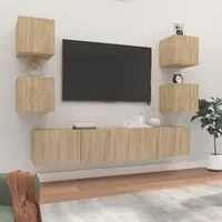 Set di Mobili Porta TV 6 pz Rovere Sonoma in Legno Multistrato cod mxl 11941