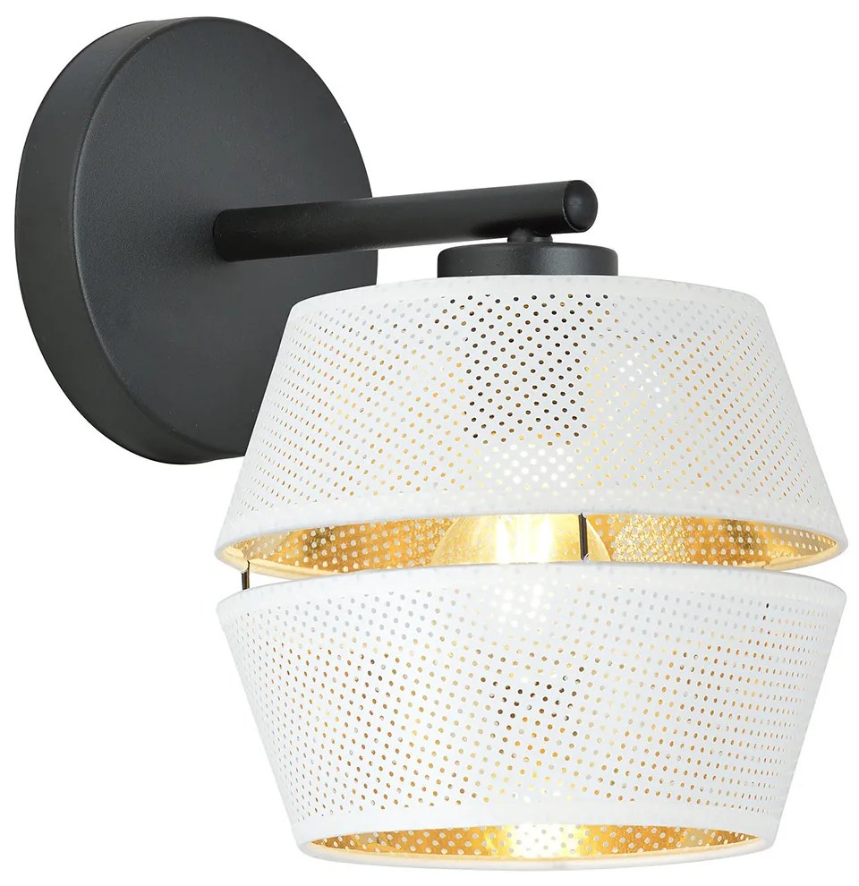 Applique Contemporanea 1 Luce Enea In Metallo Bianco E Oro
