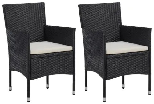 Set da Pranzo per Giardino 3 pz con Cuscini Polyrattan Nero