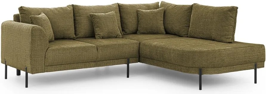 Divano angolare verde (con penisola a destra/a L) con rivestimento in ciniglia Mauris – Ropez