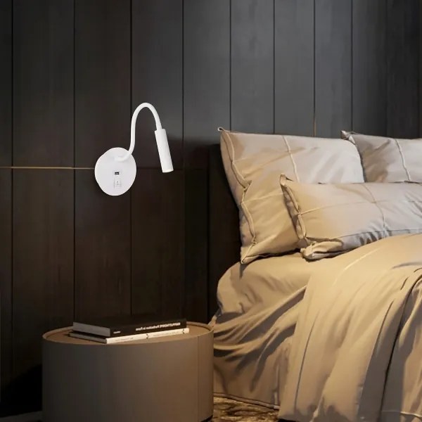 Brilagi - LED Lampada flessibile da muro con porta USB MAYA LED/3W/230V bianco