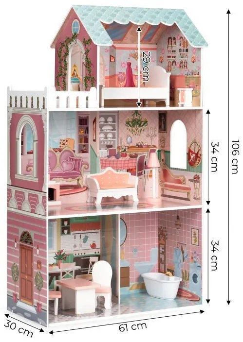 Grande casa delle bambole Barbie con set di mobili