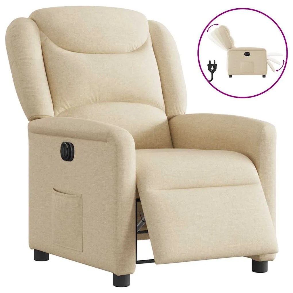 Poltrona Elettrica Reclinabile Crema İn Tessuto /
