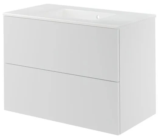 Mobile da bagno sospeso sotto lavabo L 90 x H 64 x P 48 cm bianco laccato, 2 cassetti SENSEA Neo