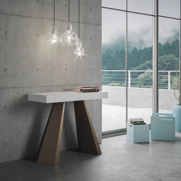 Consolle allungabile DIAMANTE 90x40/300 cm Bianco Frassino telaio Orso