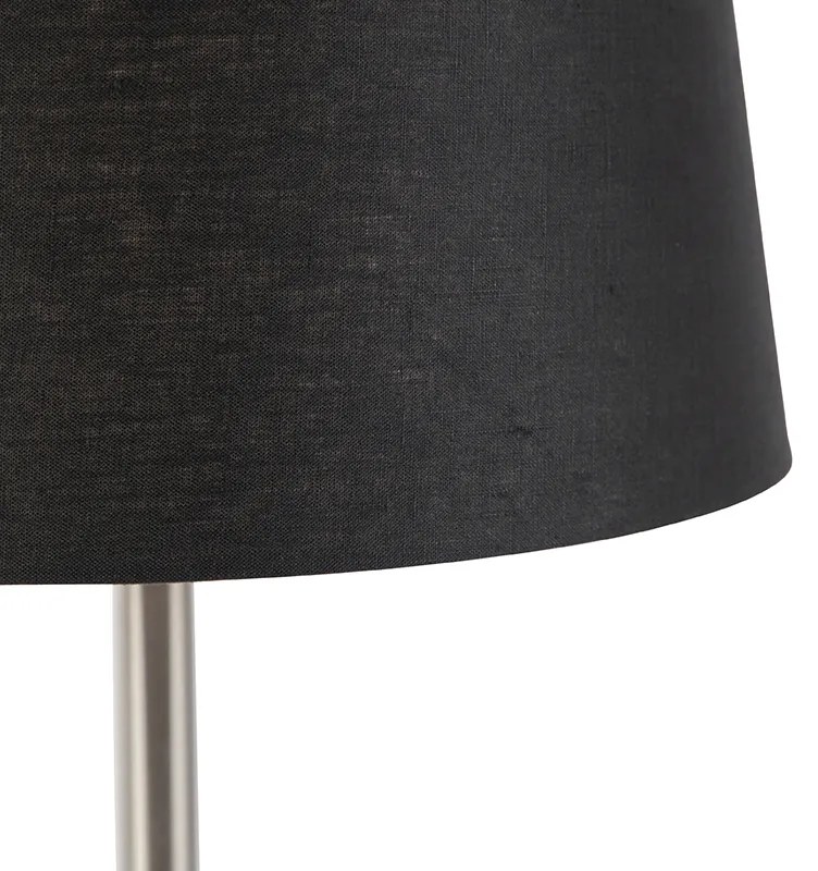 Lampada da tavolo moderna in acciaio con paralume nero 35 cm - Simplo