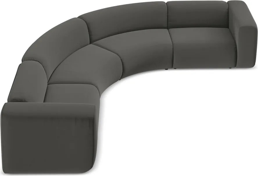 Divano angolare grigio con rivestimento in velluto Ekahi – Makamii