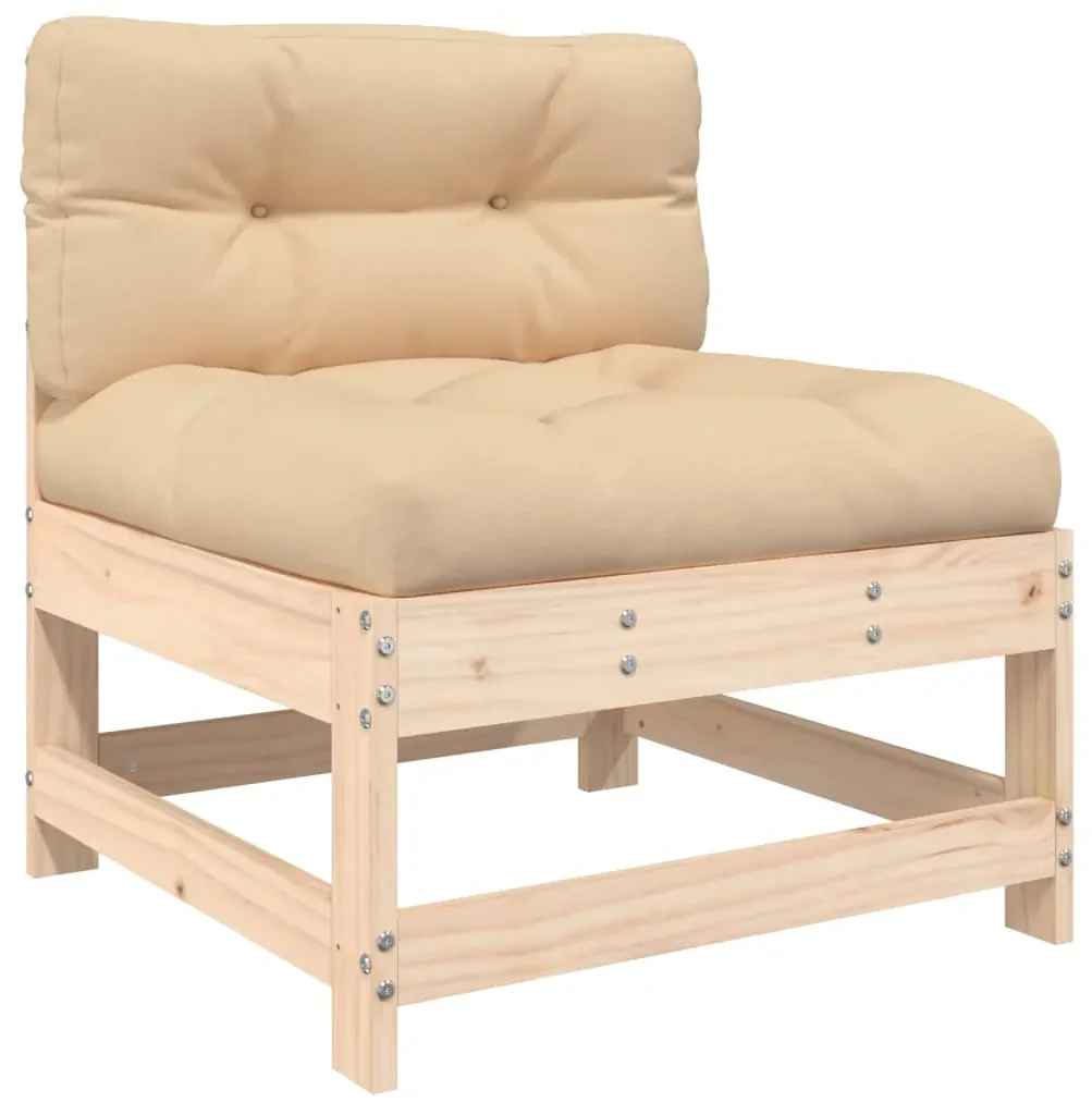 Set divani da giardino 10 pz con cuscini in legno massello