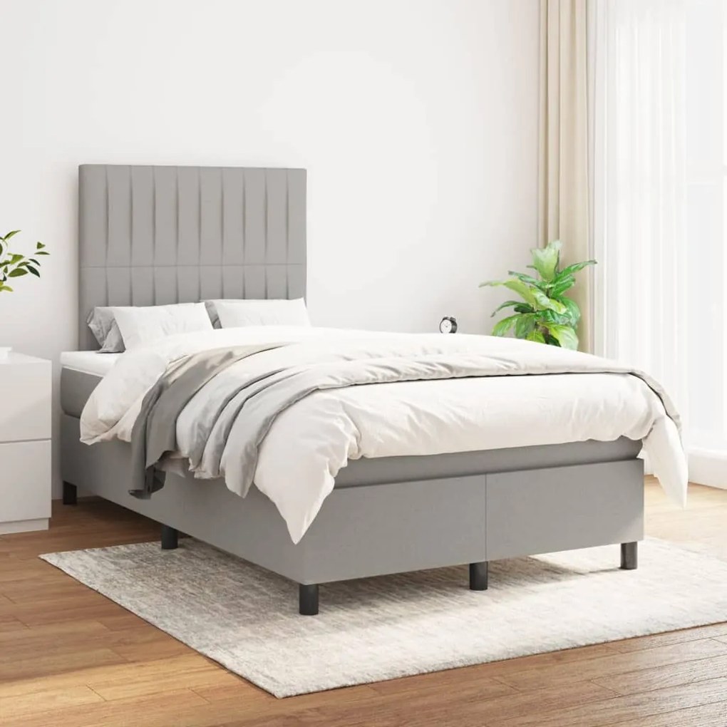 Giroletto A Molle Con Materasso Grigio Chiaro 120x200cm Tessuto /