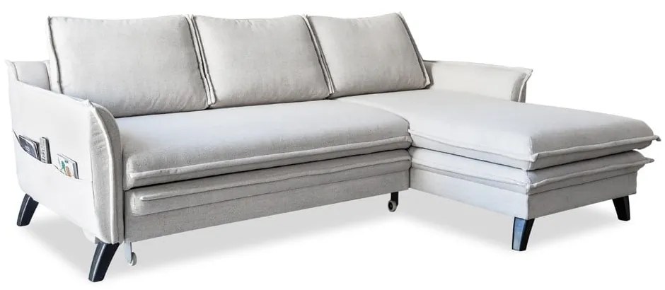 Divano letto angolare beige chiaro, angolo destro Charming Charlie - Miuform