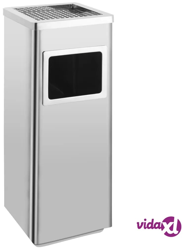 vidaXL Pattumiera con Posacenere da Albergo 36 L Acciaio Inox