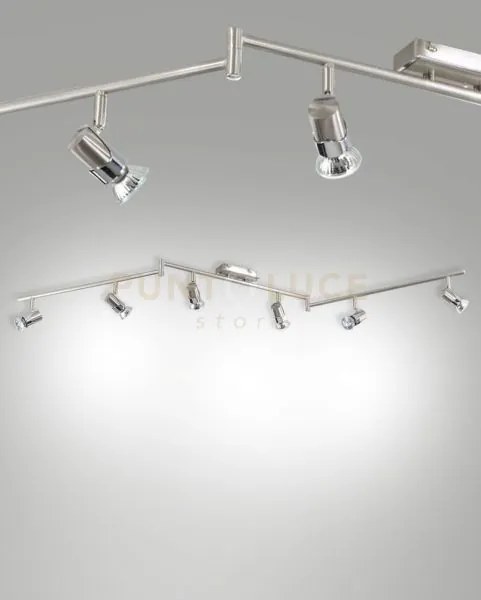 Alice spot 6 luci attacco gu10 nichel satinato s/l orientabile