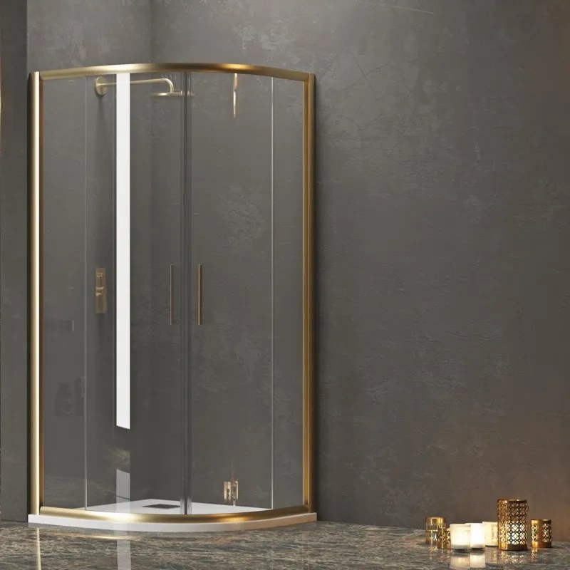 Box doccia semicircolare 80x80 finitura oro opaca KE-2000R - KAMALU