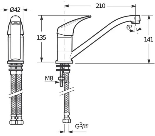 JIKA H3511N10042301 - Rubinetto per lavello TALAS 13,5 cm cromo lucido