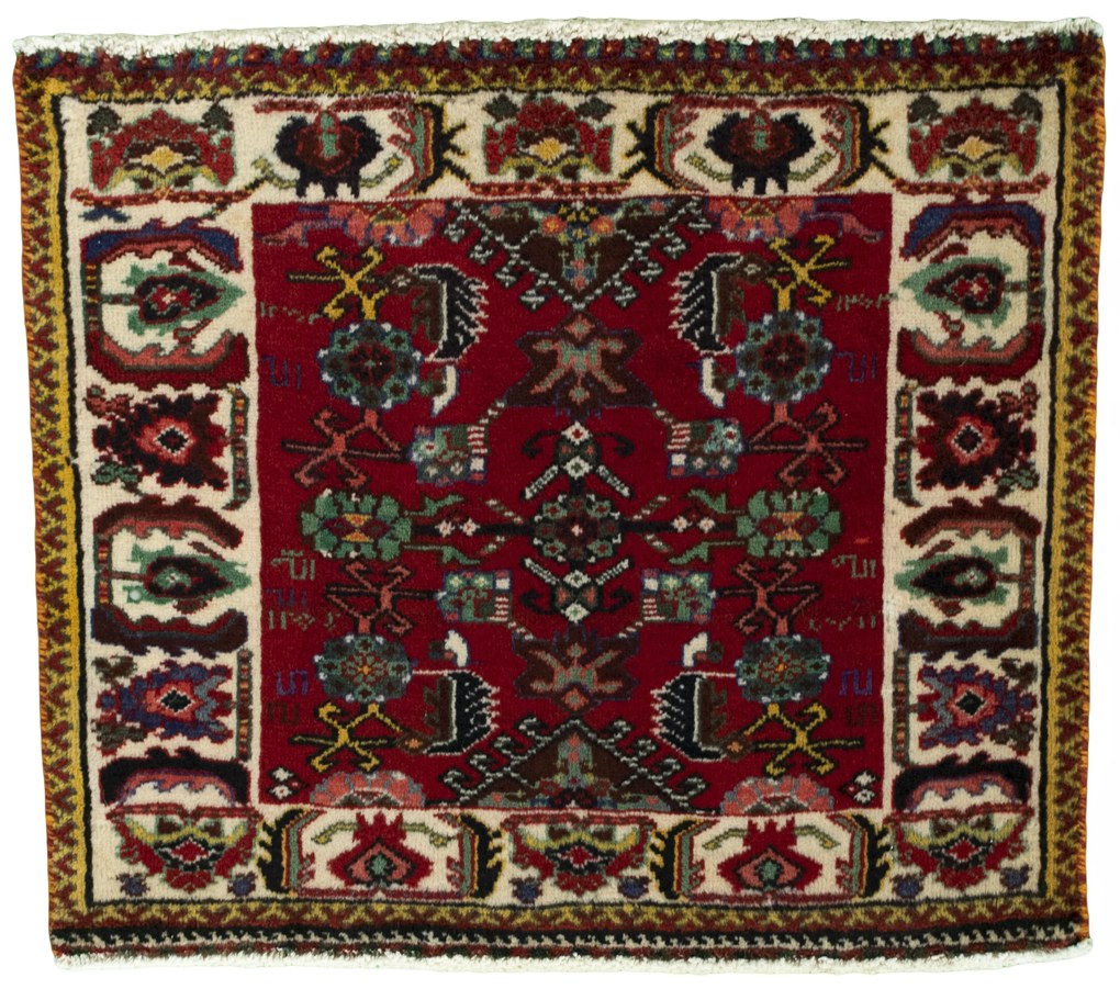 Shiraz Tappeto 60x60 Rosso (Iran) Annodato A Mano