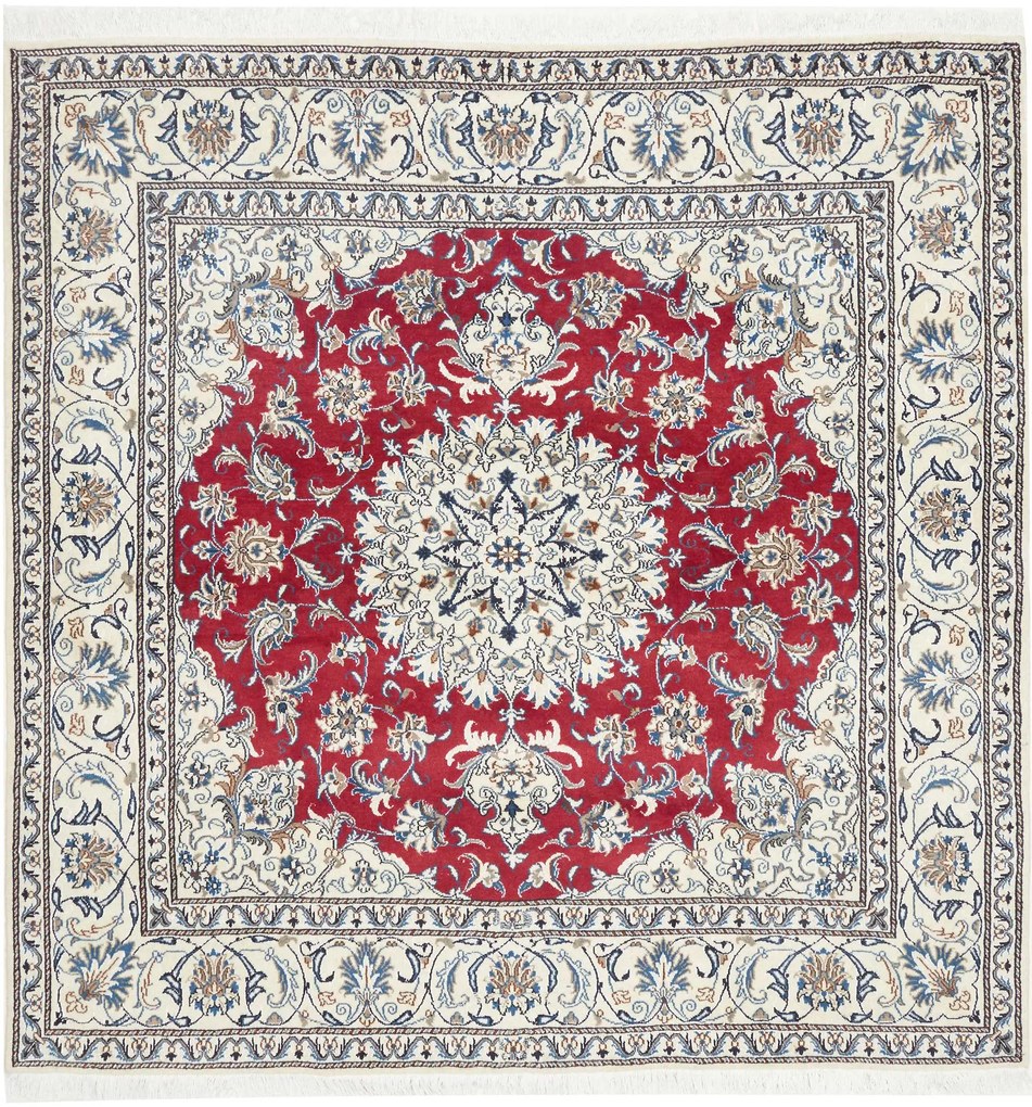 Nain Tappeto persiano 190x190 Rosso (Iran) Annodato A Mano