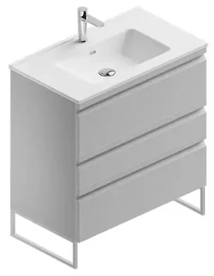 Mobile bagno con lavabo L 80 x H 56 x P 46 cm artico in mdf 3 cassetti per vasca centrale Pull