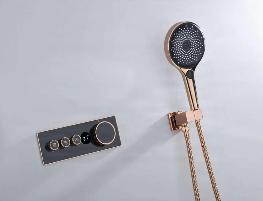 Sistema doccia termostatico a incasso ELITE EDITION BCS1603 con schermo, in più finiture tra cui nero e nero opaco — Rame - nero — Tre uscite