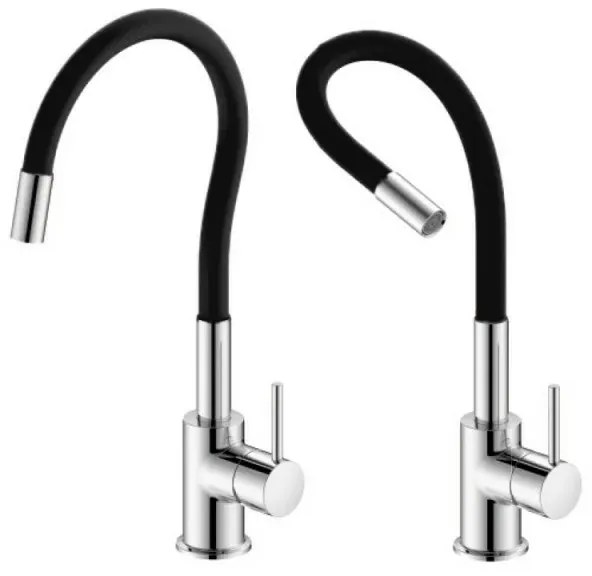 Miscelatore cucina lavello e lavanderia nero canna alta orientabile snodata Snake