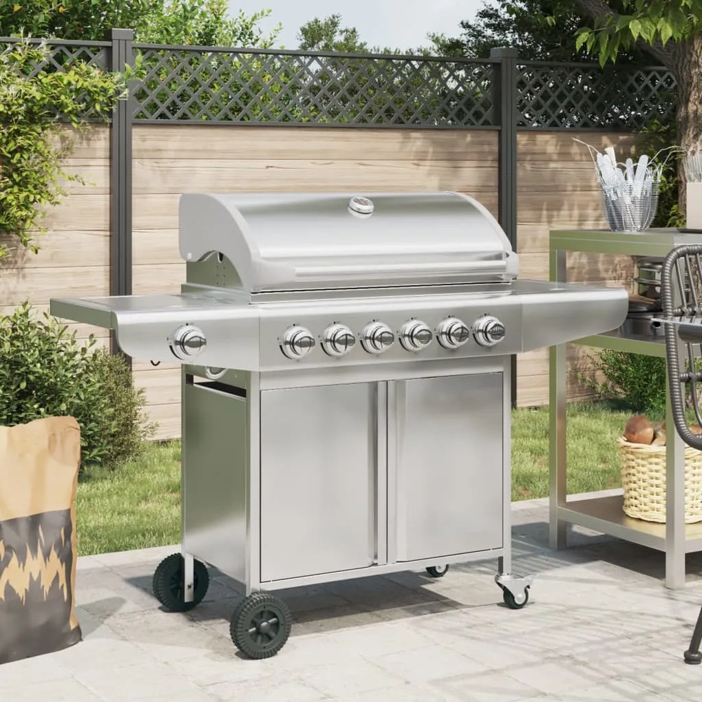 Griglia Barbecue A Gas Con 7 Bruciatori Argento İn Acciaio /