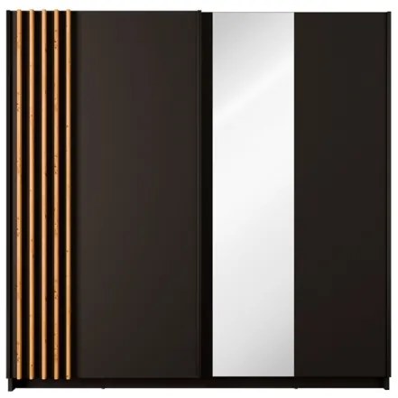 Armadio 200x200h Cm 2 Ante Scorrevoli Con Specchio Nero Listelli Rovere Bayadero