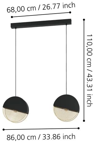 Eglo 43812 - Lampadario a sospensione con filo MUMBLES 2xE27/40W/230V