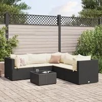 Set Mobili da Giardino 6 pz con Cuscini in Polyrattan Nero 3308128