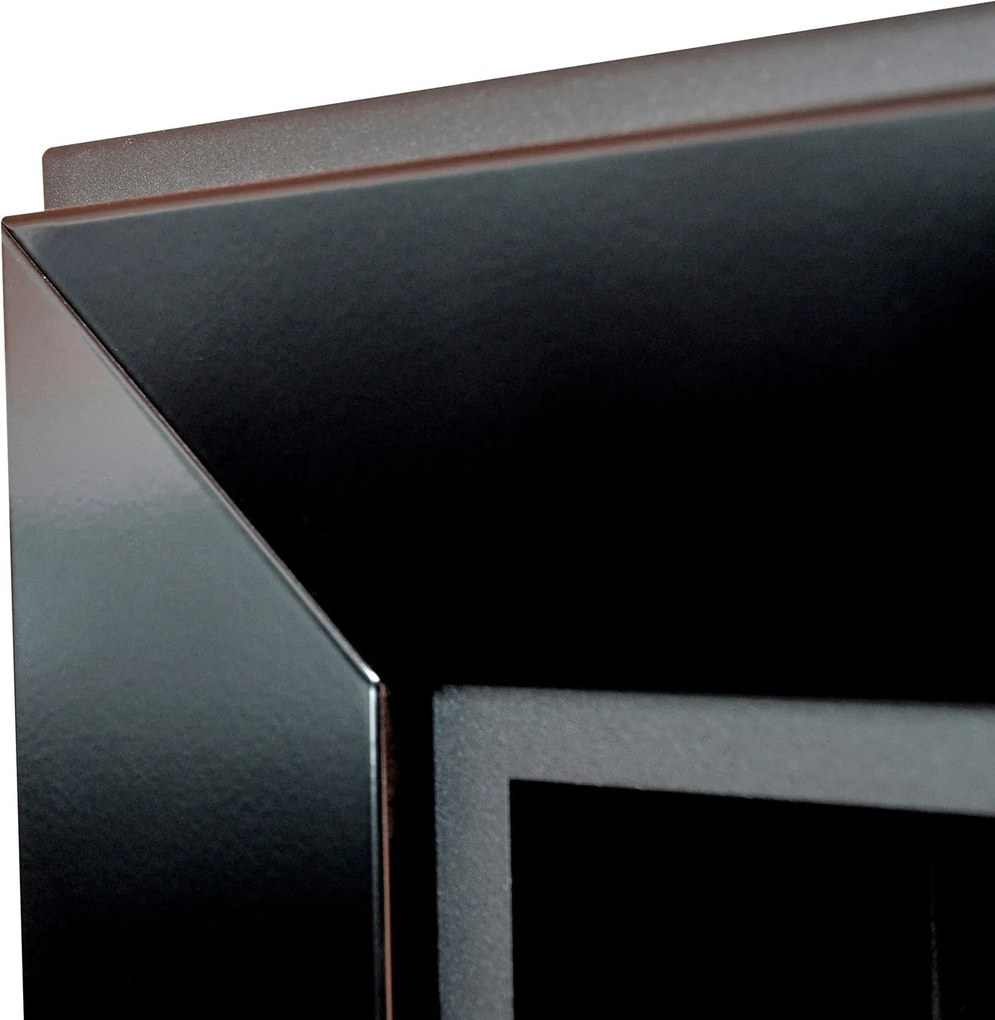 Camino a Bioetanolo da Parete/Incasso 180x49 cm Frame 1800 Nero con Vetro...