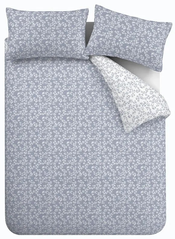 Biancheria da letto in cotone blu e bianco per letto matrimoniale 200x200 cm Shadow Leaves - Bianca