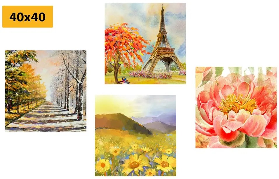 Set di quadri – Pittura a olio in stile romantico