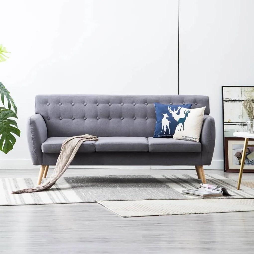 Divano A 3 Posti Rivestito İn Tessuto 172x70x82cm Grigio Chiaro /
