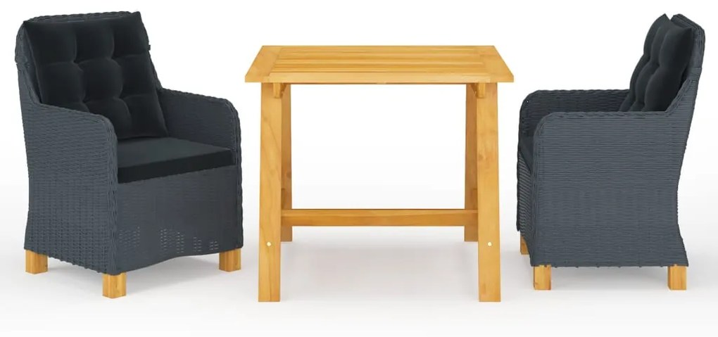 Set Mobili Da Pranzo Per Giardino 3 Pz Grigio Scuro /