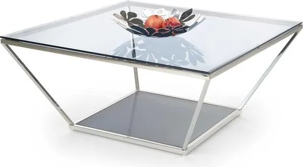 Tavolino da caffè Fabiola in vetro/cromo - H45 cm