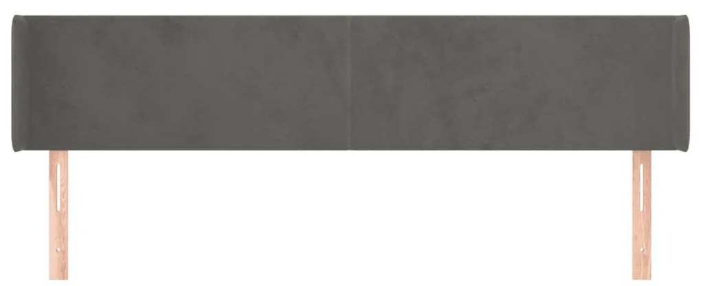 Testiera ad orecchio grigio scuro 183x16x78/88 cm in velluto