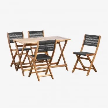 Set Tavolo Rettangolare (120x60 cm) e 4 Sedie da Giardino Pieghevoli - Sklum