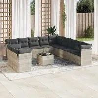 Set Divano Giardino 12 pz con Cuscini Grigio Chiaro Polyrattan 3249731