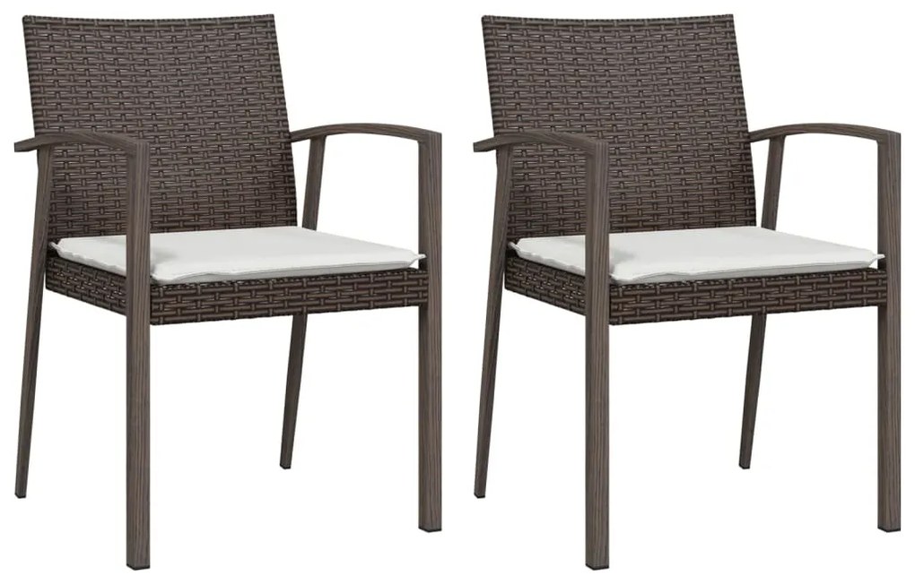 Set pranzo da giardino 3pz con cuscini in polyrattan e acciaio