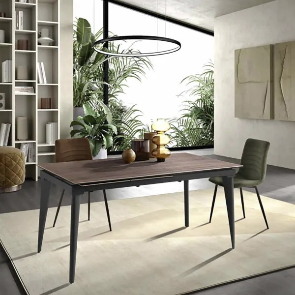 Tavolo allungabile 180 cm ULISSE con top grčs porcellanato effetto Legno Tek