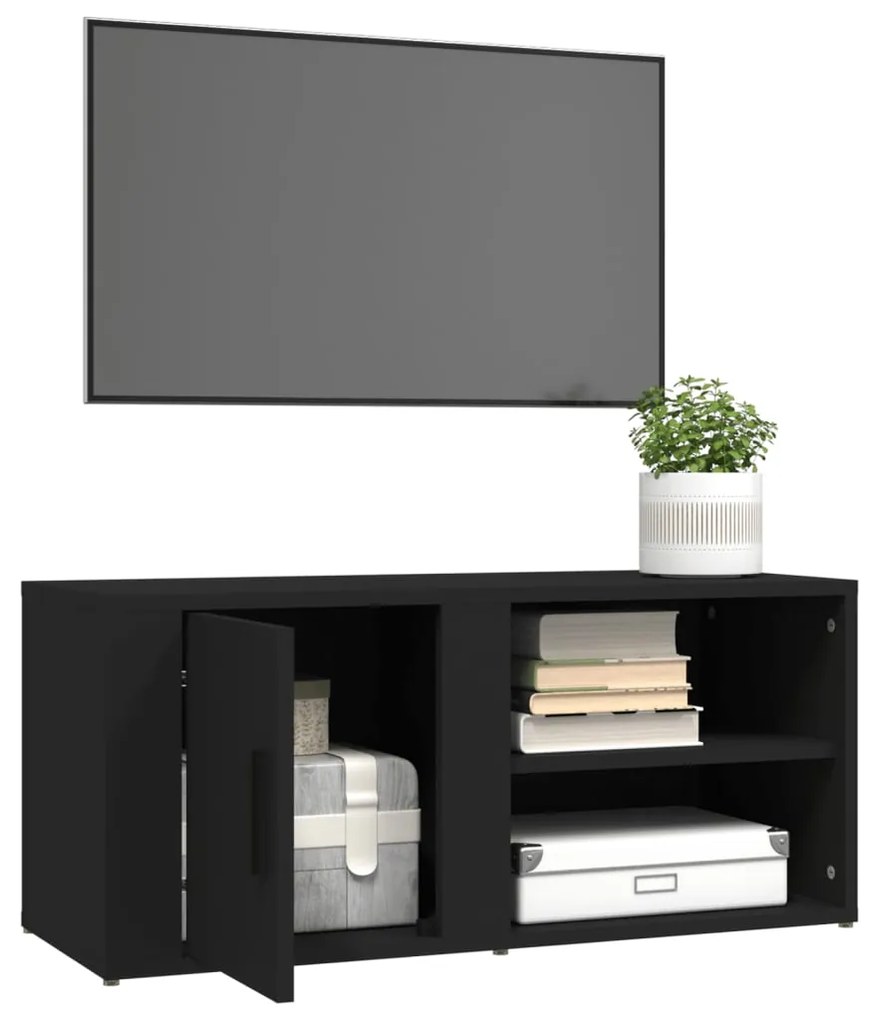 Mobili Porta TV 2 pz Nero 80x31,5x36 cm in Legno Multistrato