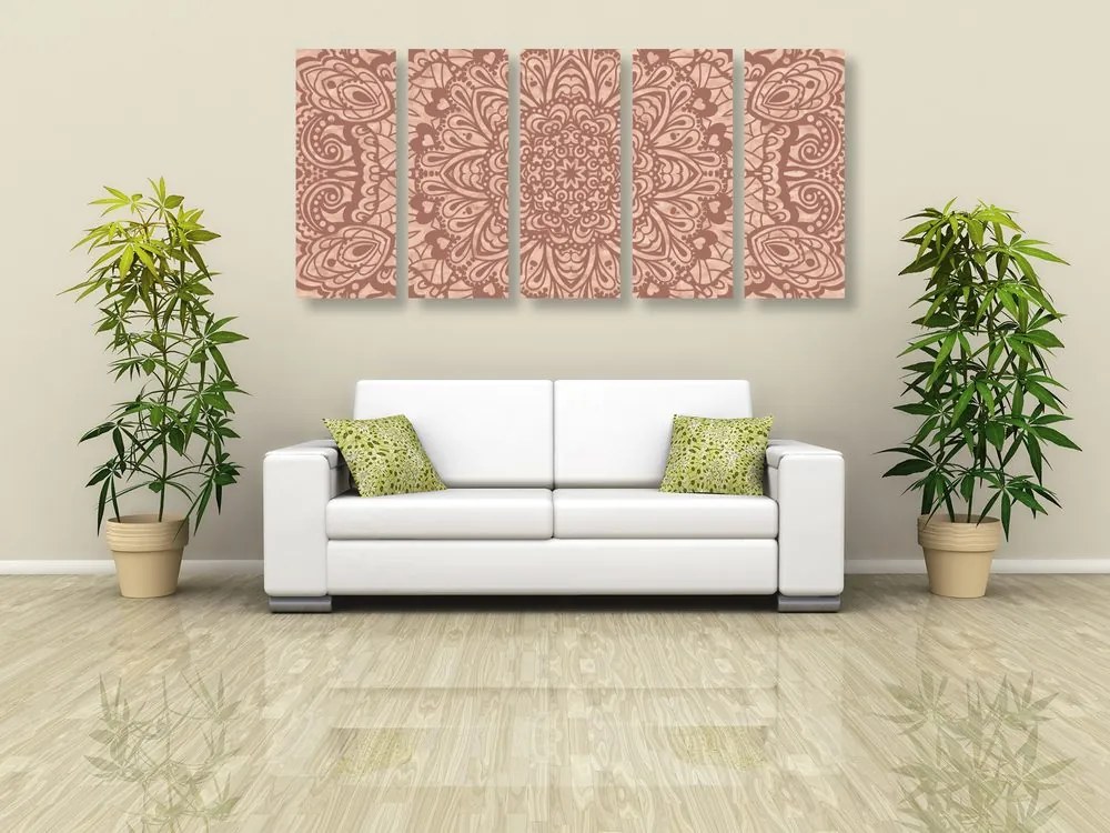 Quadri 5 pezzi – Mandala floreale