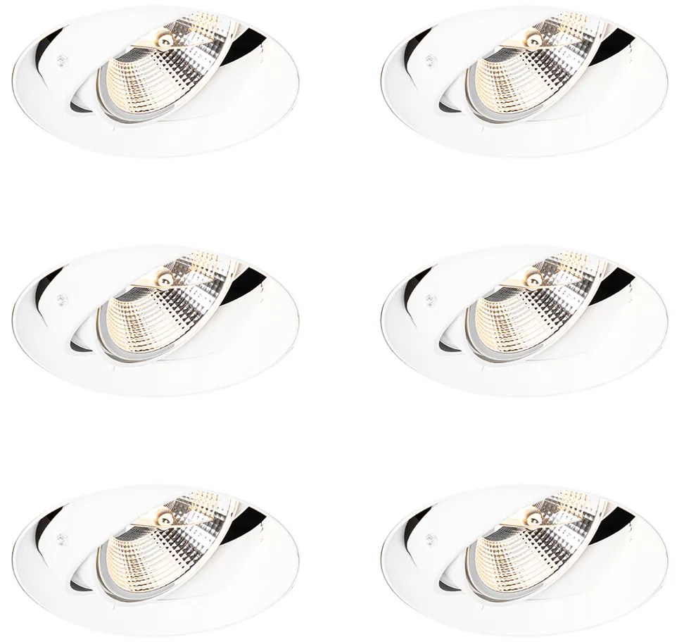 Set di 6 faretti da incasso moderni bianchi GU10 AR111 rotondi senza cornice - Oneon