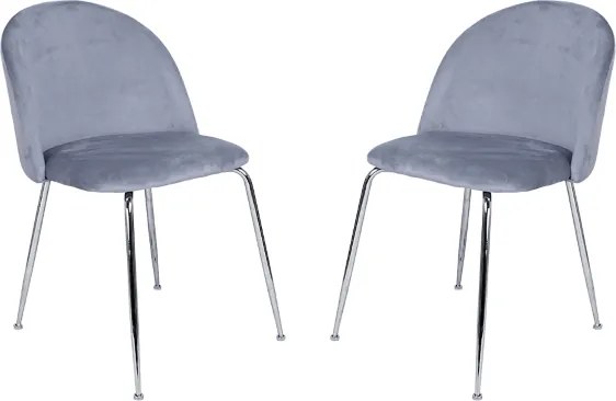 Sedia da pranzo in velluto Grigio Balena con gambe in metallo Cromo - PARIS 2 sedie
