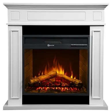 Camino elettrico da terra in legno Bianco JEFFERSON L89,5 x H90,5 x P28 cm