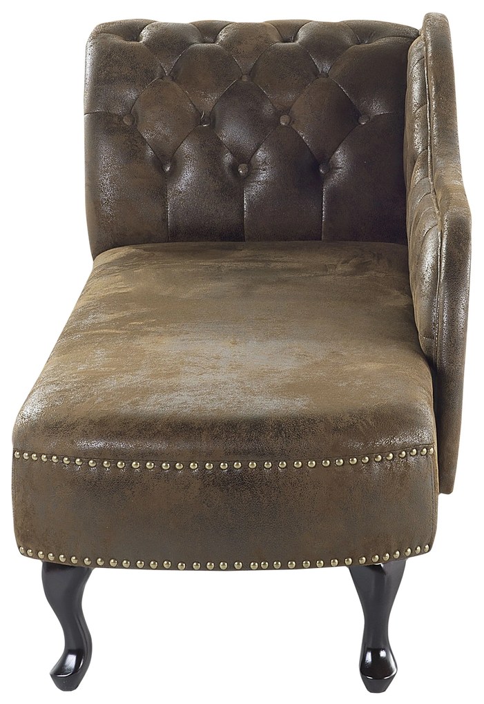 Chaise longue vintage sinistra in pelle sintetica marrone NIMES Beliani