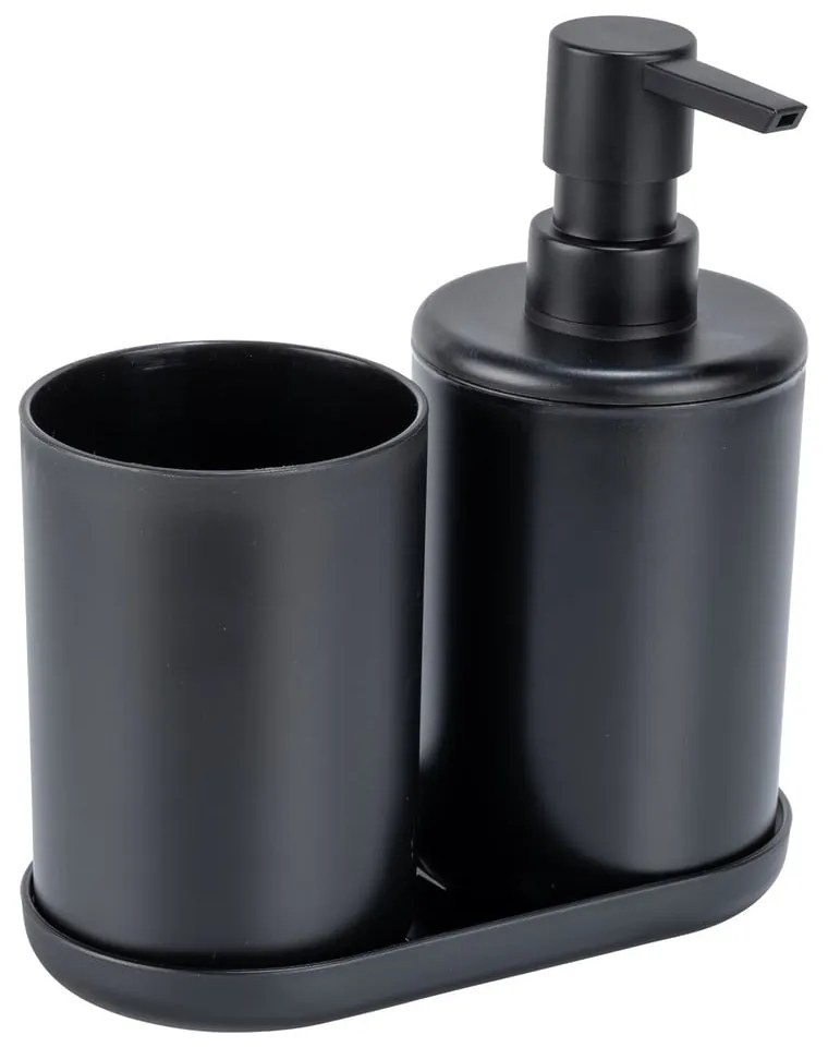 Set di accessori per il bagno nero opaco in plastica Fano – Allstar